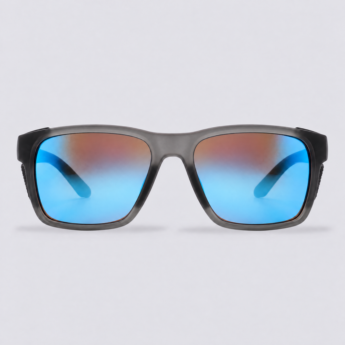 Ridgeline polarized sunglasses, Matte Crystal Dark Grey frame, Ice Blue mirror lenses – front view
