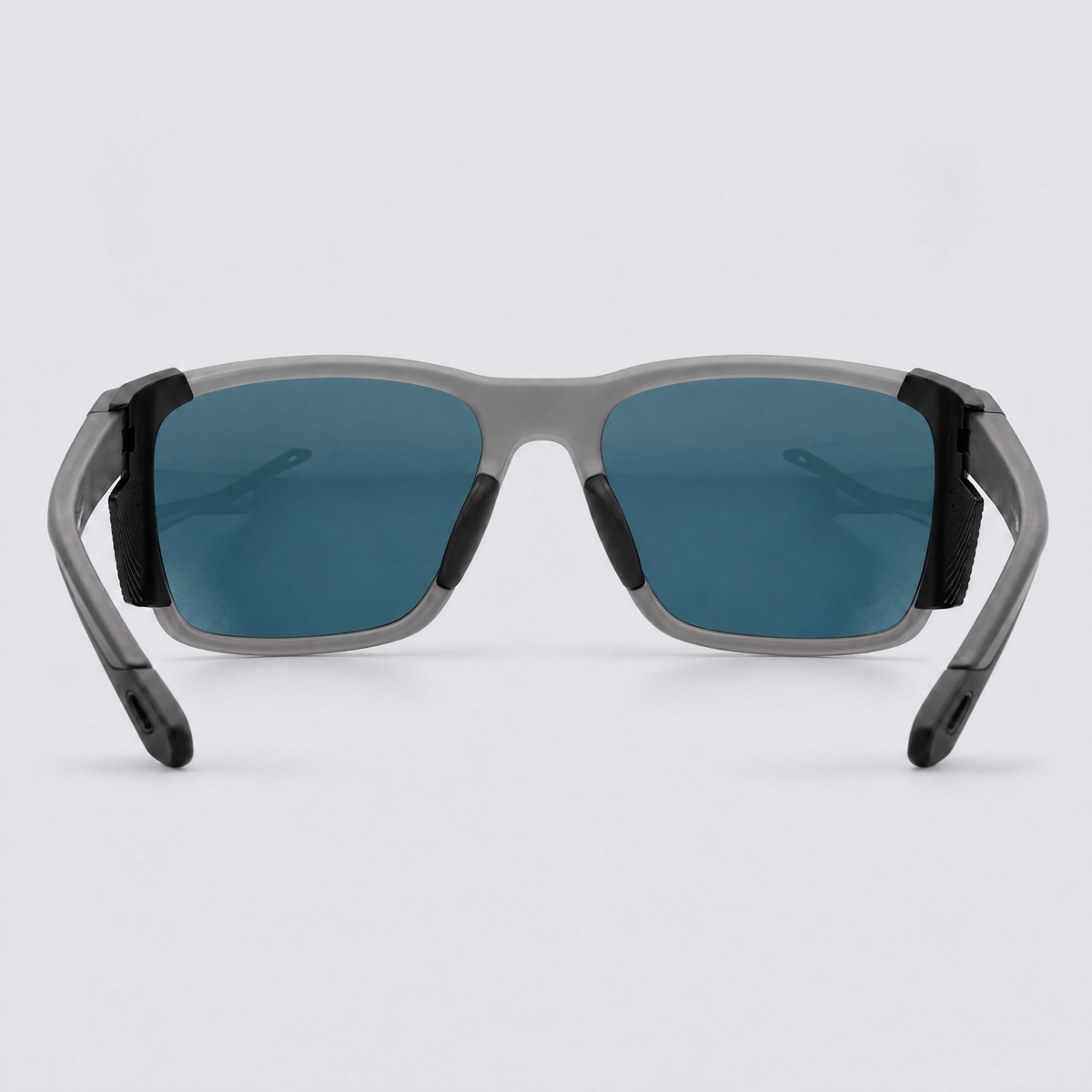 Ridgeline polarized sunglasses, Matte Crystal Dark Grey frame, Red mirror lenses – back view