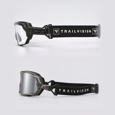 Safety Duo in goggle mode: Titan and Bastion with woven Trailvision straps