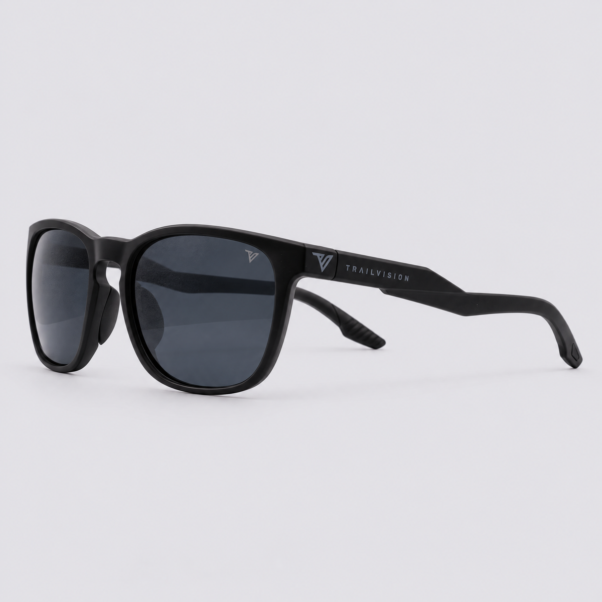 Stonepath polarized sunglasses, Matte Black frame, Smoke lenses – angle view