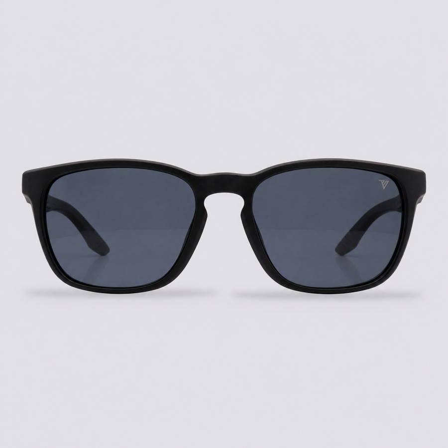 Stonepath polarized sunglasses, Matte Black frame, Smoke lenses – front view
