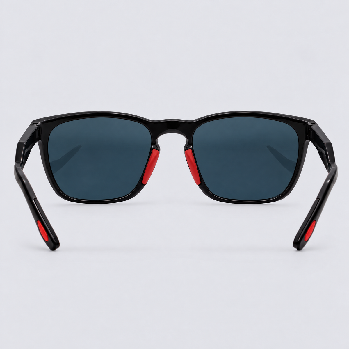 Stonepath polarized sunglasses, Shiny Black frame, Red mirror lenses – back view