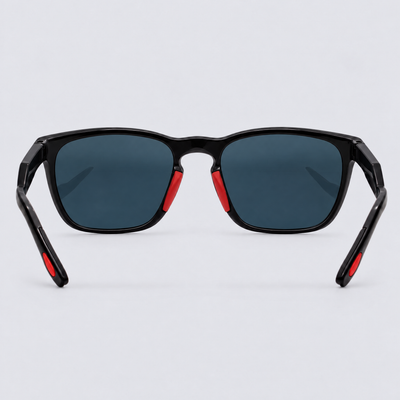 Stonepath polarized sunglasses, Shiny Black frame, Red mirror lenses – back view