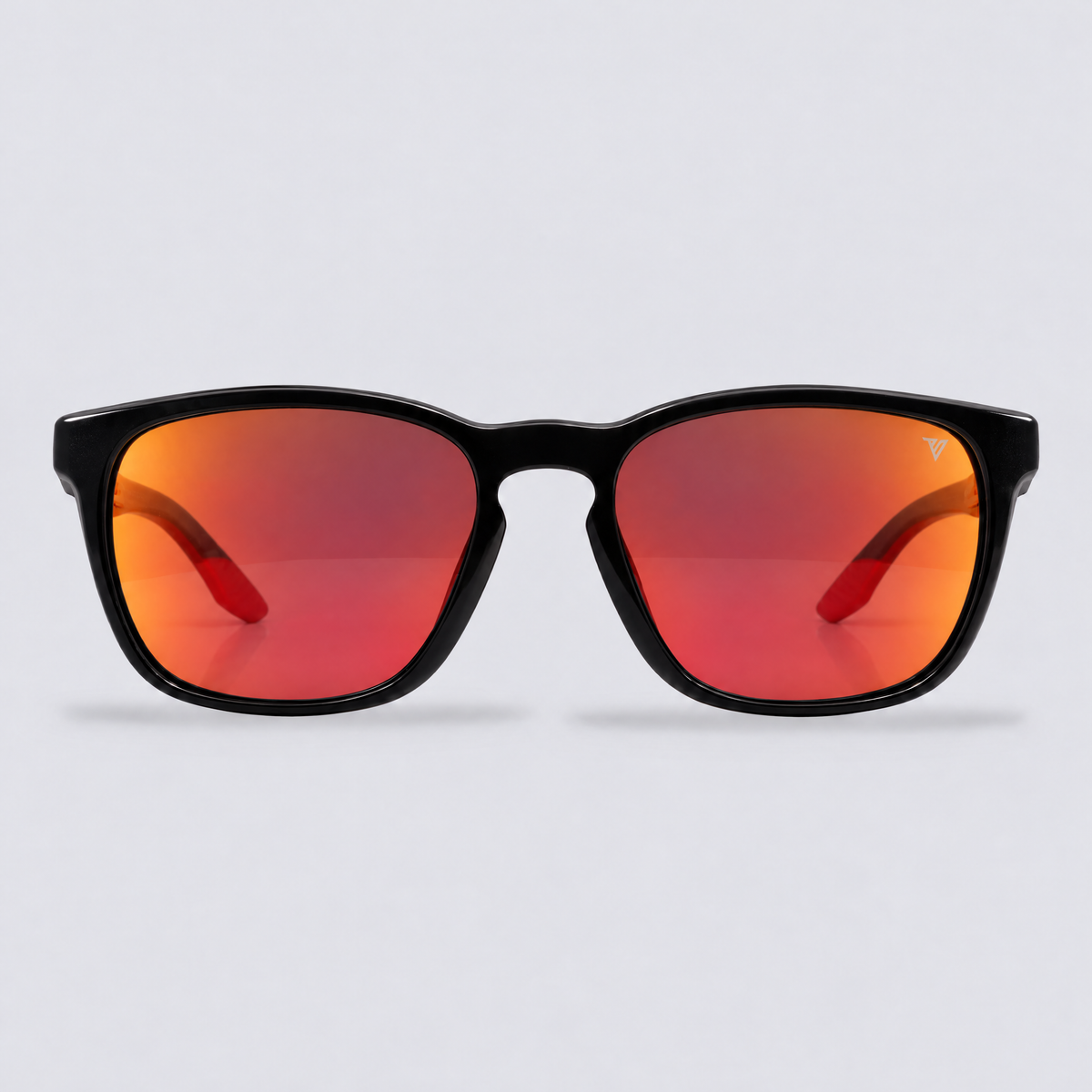 Stonepath polarized sunglasses, Shiny Black frame, Red mirror lenses – front view