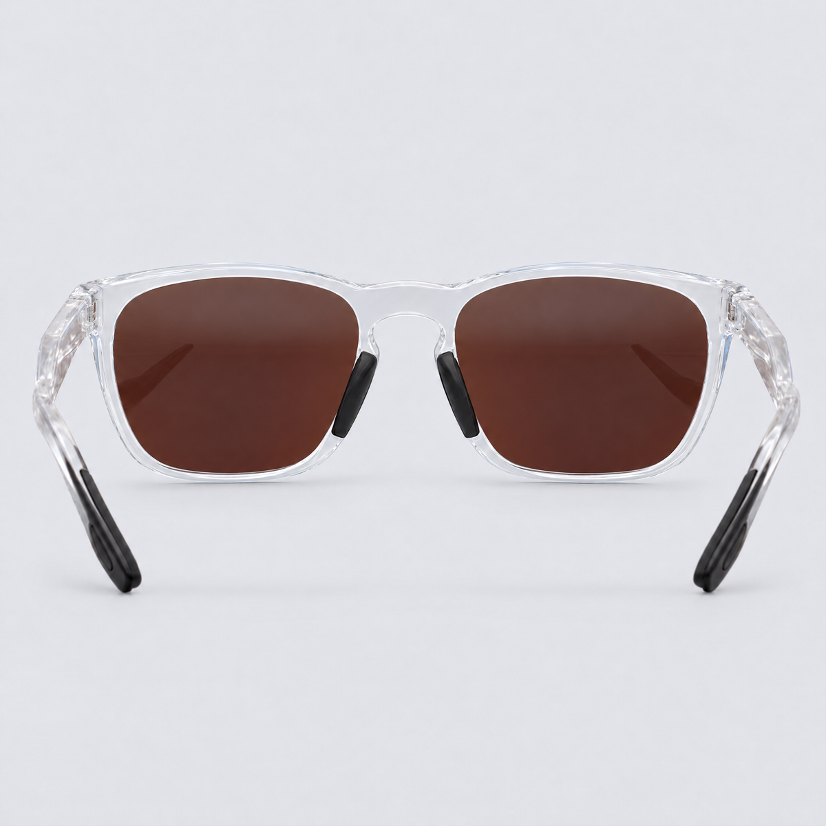 Stonepath polarized sunglasses, Shiny Clear frame, Blue mirror lenses – back view