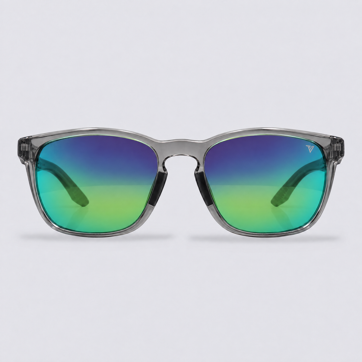 Stonepath polarized sunglasses, Shiny Crystal Dark Grey frame, Green mirror lenses – front view