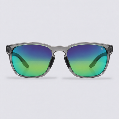 Stonepath polarized sunglasses, Shiny Crystal Dark Grey frame, Green mirror lenses – front view
