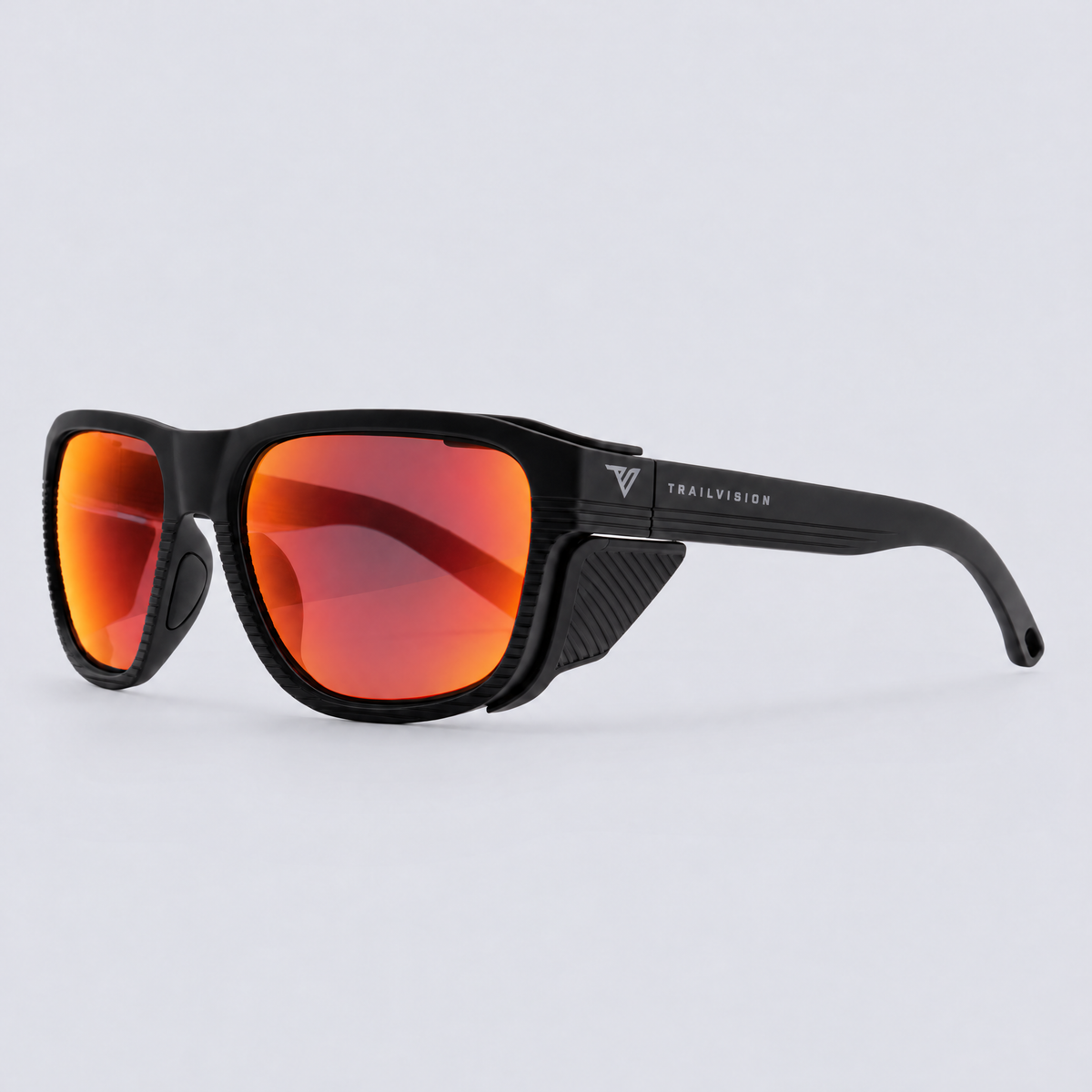 Switchback Matte Black Polarized Red Mirror – angle view
