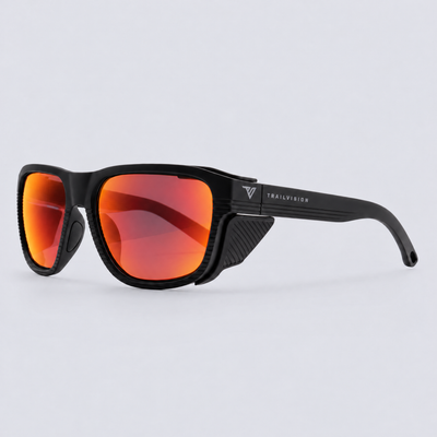 Switchback Matte Black Polarized Red Mirror – angle view