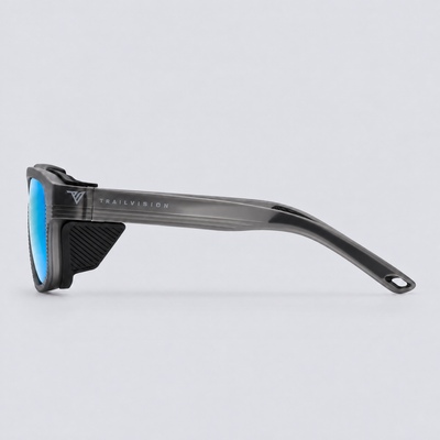 Switchback Matte Crystal Dark Grey Polarized Ice Blue Mirror – side view