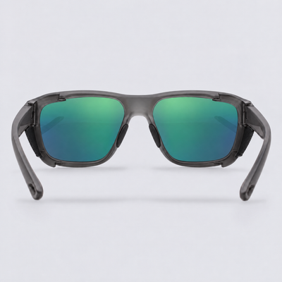 Switchback Matte Crystal Dark Grey Polarized Green Mirror – back view