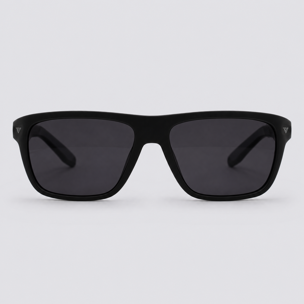 Trailvision Timberline sunglasses, Matte Black frame with polarized Smoke lenses, front view