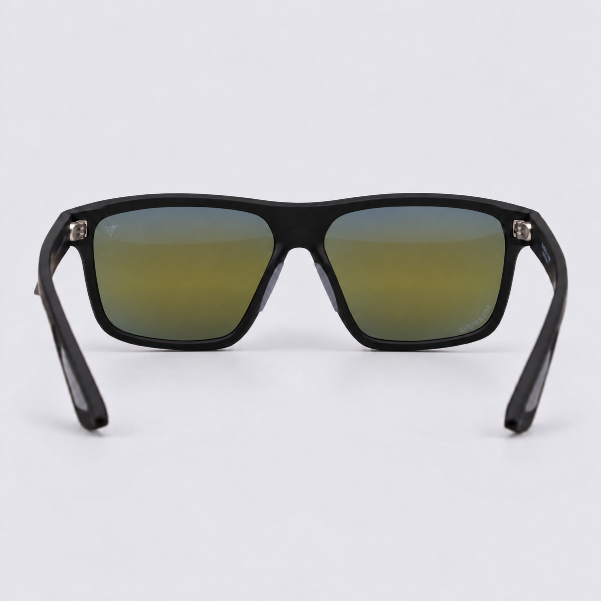 Trailvision Trailhead sunglasses, Matte Black frame with polarized Blue Mirror lenses, back view