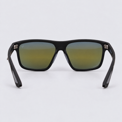 Trailvision Trailhead sunglasses, Matte Black frame with polarized Blue Mirror lenses, back view