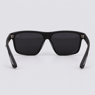 Trailvision Trailhead sunglasses, Matte Black frame with polarized Smoke lenses, back view