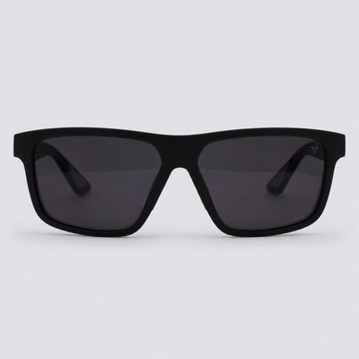 Trailvision Trailhead sunglasses, Matte Black frame with polarized Smoke lenses, front view