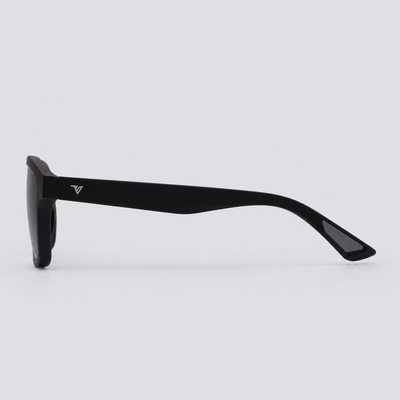 Trailvision Trailhead sunglasses, Matte Black frame with polarized Smoke lenses, side view