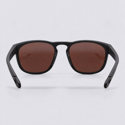 Trekker polarized sunglasses, Matte Black frame, Blue mirror lenses – back view