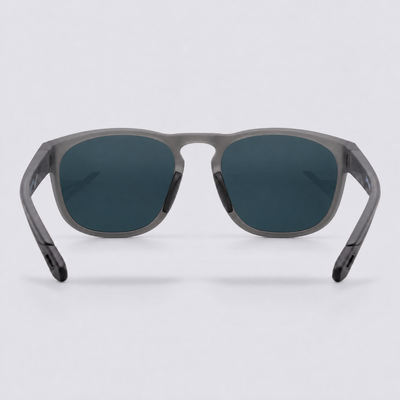 Trekker polarized sunglasses, Matte Crystal Dark Grey frame, Red mirror lenses – back view