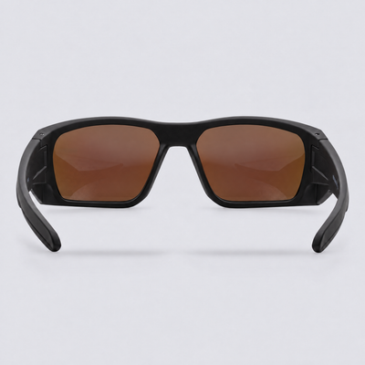 Vanguard 2.0 polarized sunglasses, Matte Black frame, Blue mirror lenses – back view