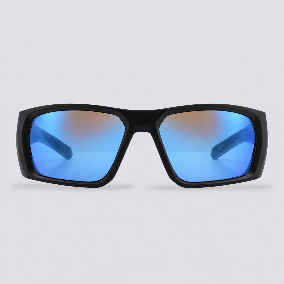 Vanguard 2.0 polarized sunglasses, Matte Black frame, Blue mirror lenses – front view