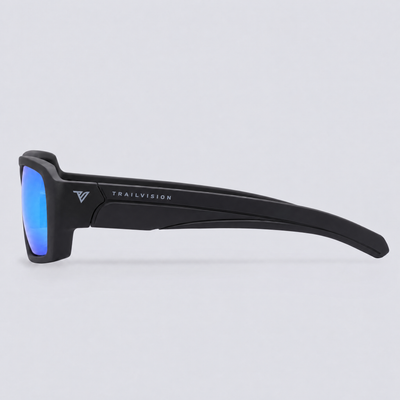 Vanguard 2.0 polarized sunglasses, Matte Black frame, Blue mirror lenses – side view