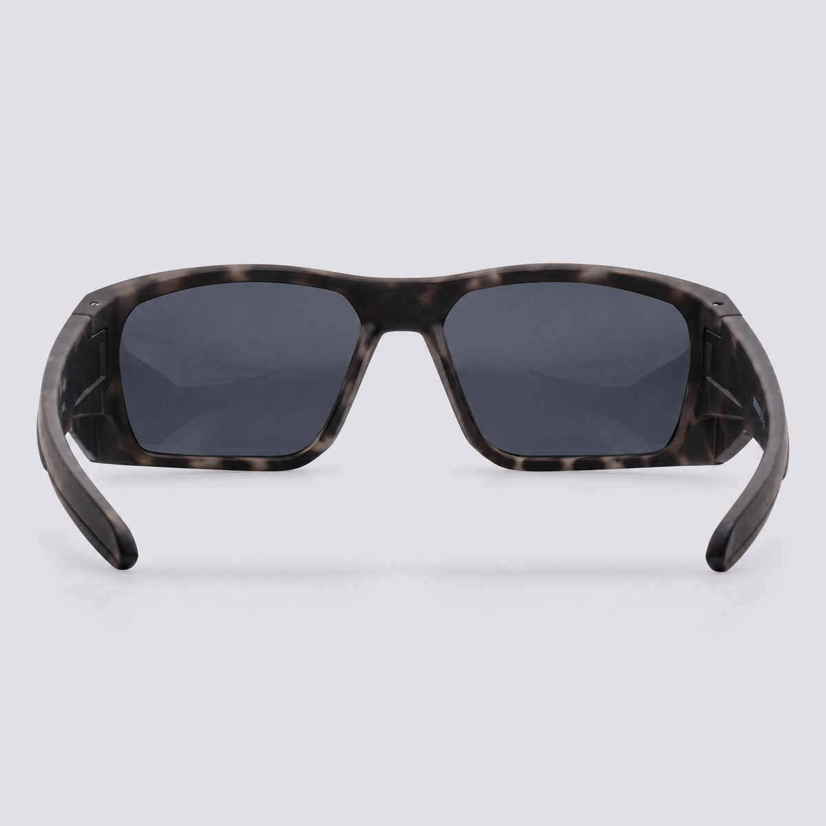 Vanguard 2.0 polarized sunglasses, Matte Grey Tortoise frame, Smoke lenses – back view
