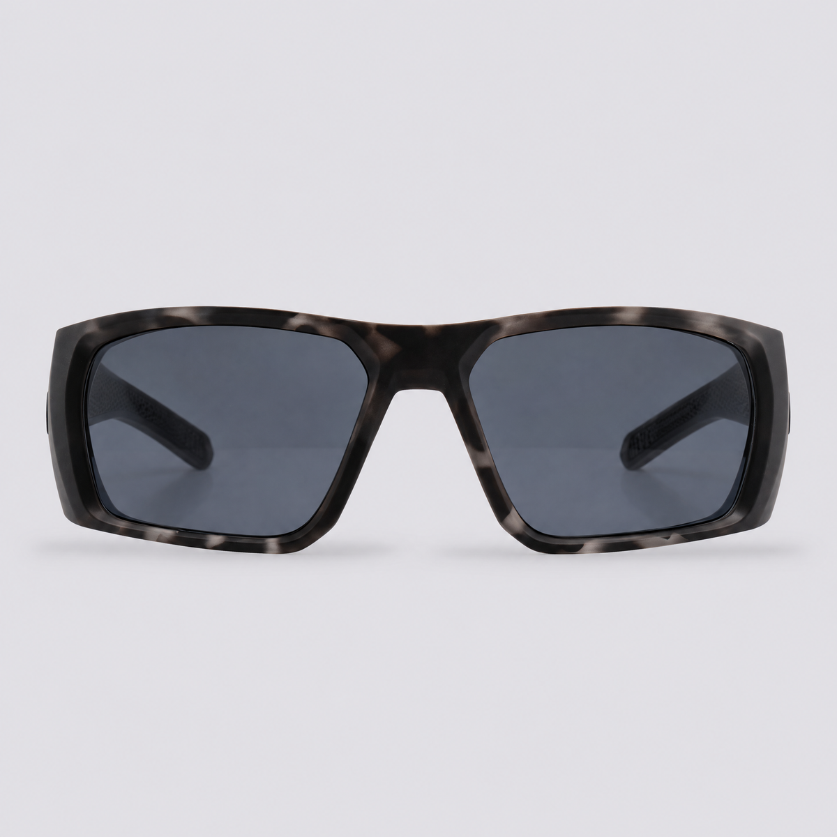 Vanguard 2.0 polarized sunglasses, Matte Grey Tortoise frame, Smoke lenses – front view