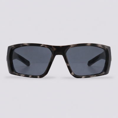 Vanguard 2.0 polarized sunglasses, Matte Grey Tortoise frame, Smoke lenses – front view