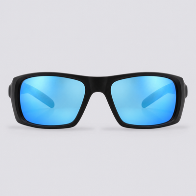 Vanguard XL Matte Black / Polarized Blue – front view