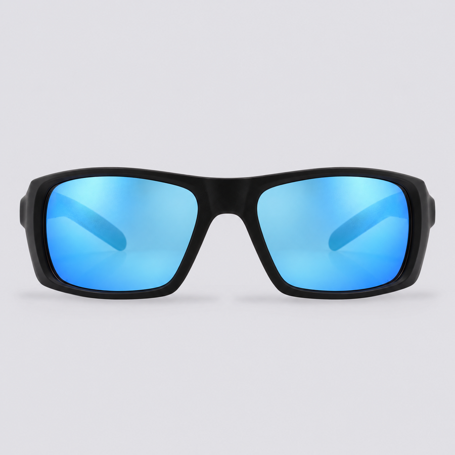 Vanguard XL Matte Black / Polarized Blue – front view