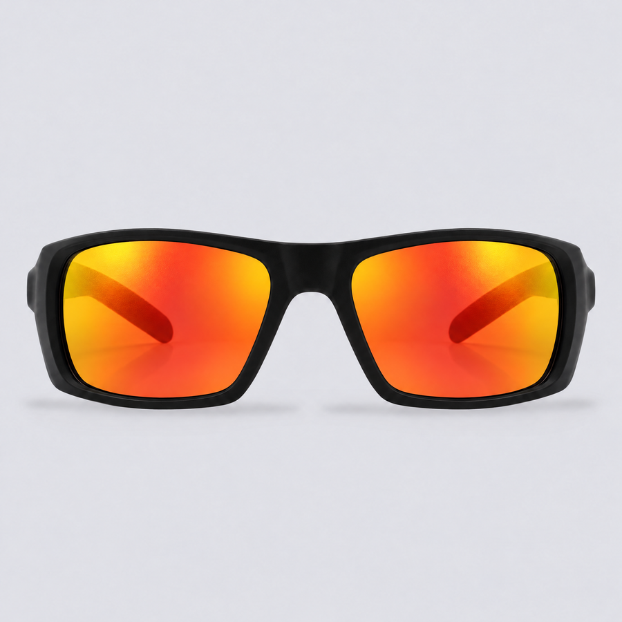 Vanguard XL Matte Black / Polarized Red – front view
